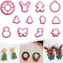 KEOKER Christmas Polymer Clay Cutters for Earrings Making, 12 Shapes Mini Christmas Clay Earrings Cutters, Small Tree Shapes for Polymer Clay Craft