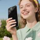 Compatible with iPhone 15 Case, with Polka Dot Aesthetics Design Simple Case for Women Girl, Cute Fashion Soft TPU Slim Protection Phone Case for iPhone 15 6.1'' - Black