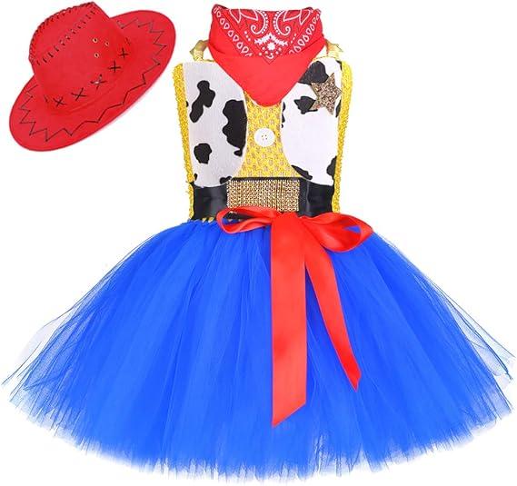 Tutu Dreams Halloween Cowgirl Costume for Girls 1 - 10Y with Bandana Cowboy Hat Birthday Party Dress Up Clothing