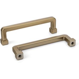 Haliwu 12 Pack 3-3/4 Inch Champagne Bronze Cabinet Handles Square Drawer Pulls Zinc Alloy Hardware for Dresser Kitchen Cupboard (3-3/4 inch(96mm) hole center spacing)