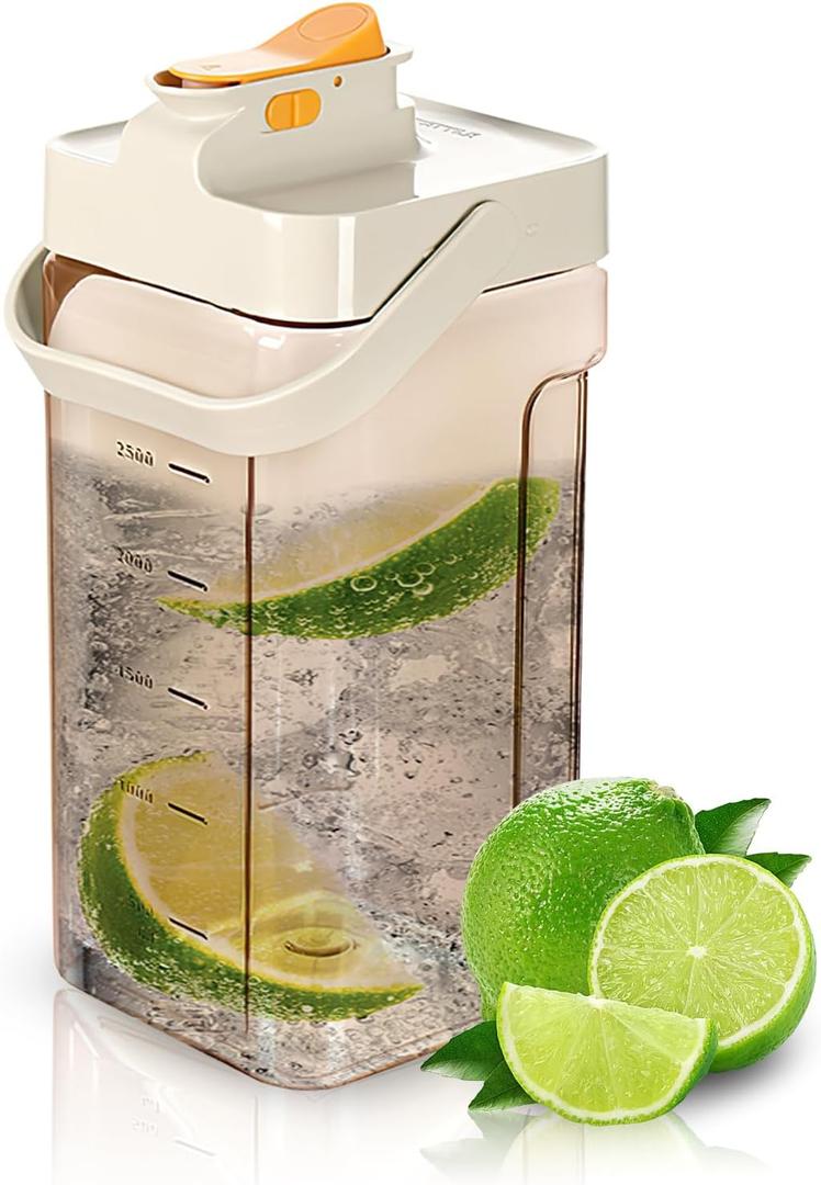 120 oz Cold Water Bottle, Clear Plastic Kettle with Lid, BPA-Free & Shatter-Resistant Refrigerator Pitcher, Perfect for Iced Tea, Sangria, Lemonade, Juice, Milk & More (Orange)