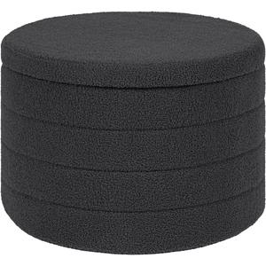 ZOLANOful 22 Inch Round Boucle Ottoman with Storage, Sherpa Teddy Fabric Ottoman Footstool, Folding Storage Foot Rest for Bedroom, Living Room Dorm, Darkgrey