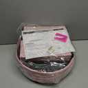 Bsketa Round Storage Ottoman, 14" Folding Velvet Foot Stool,Pink 2 Pack, Small