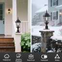 24in Outdoor Post Lights with Dusk to Dawn Sensor Aluminum Large Exterior Post Pier Mount Lantern Antique Bronze Pathway Post Lamp Garden Pole Lantern with Seeded Glass for Yard Garage