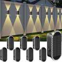 Solar Fence Lights Outdoor - 3000/ 4000/ 6000K 3 Modes, IP65 Waterproof Fence Lights Solar Powered, Up & Down Lighting Solar Wall Lights Outdoor for Backyard/ Garden/ Patio/ Garage and Wall decor (8 pack)