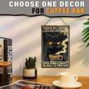 2 x Black Cat Coffee Metal Sign Black Cat Touch My Coffee I Will Slap You So Hard Tin Sign Vintage Home Coffee Bar Wall Art Decor 8x12inch