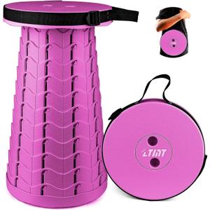 Portable & Lightweight Foldable Camping Chair for Adults, Heavy Duty Folding Stool with Adjustable Shoulder Strap, Perfect for Picnic, Beach, Backyard, and Sporting Events, Max Weight 400lbs (Purple)