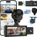 3 Channel Dash Cam Front Inside Rear, Uber Dash Cam for Cars, 2.5K Front + 1080P Cabin & Rear, 5GHz WiFi App Control, 24H Parking Mode, IR Night Vision, G-Sensor, Loop Recording, 64GB Included