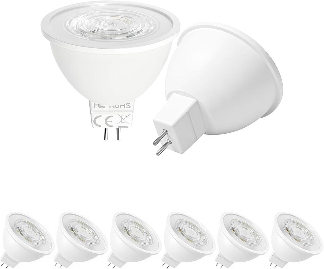 MR16 LED Bulbs 7W, 12V Low Voltage GU5.3 LED Spotlight Bulb, Non-dimmable, 650Lm, 38 Flood Beam Angle, for Landscape, Recessed, Track Lighting, Pack of 6 (2700K)