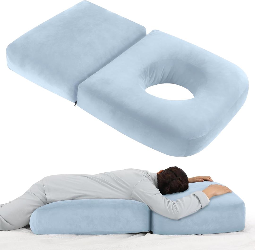 Pregnancy Pillows for Sleeping, 45.3 Inch Pregnancy Massage Pillow Full Body Pillow with Removable Cover - Support for Back, Legs, Belly, HIPS for Pregnant Women (Light Blue)