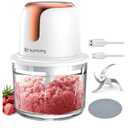 Sunfuny Cordless Food Processor, Mini Food Chopper Wireless with 5-Cup Glass Bowl, 6000mAh Battery USB-C Rechargeable Vegetable Chopper, Electric Meat Blender Garlic Grinder, Mom's Gift (Rose Gold)