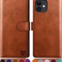 SUANPOT for iPhone 11 6.1 inch (Non 11 Pro 5.8") Leather Wallet case with RFID Blocking Credit Card Holder, Flip Book Phone case Shockproof Cover Pocket for Women Men for Apple 11 case Light Brown