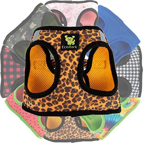 EcoBark Step in Dog Harness - Eco-Friendly Teacup Dog Harnesses for XXS, XS, and Small Dogs - Reflective and Adjustable Mini Body Halter Vest -Tiny Soft Mesh Harness Under 5 lbs (Leopard, S)