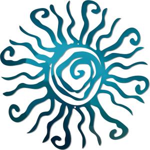 Wacky Sun Metal Wall Art Indoor/Outdoor Decor - 18" Teal Rust Proof Wall Sculpture - Made in USA - Ideal for Bedroom, Garden, Home, Patio and Farmhouse
