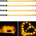 YM E-Bright Amber/Yellow Led Strip Lights for Cars 5050 SMD Waterproof Golf Cart Underglow Lights for Motorcycles Boat Scooter Bike Interior Exterior Decoration DC-12V,Pack of 4