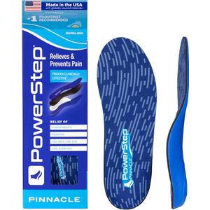 PowerStep Pinnacle Insoles, Orthotics for Plantar Fasciitis Relief, Made in USA Orthotic Insoles, Arch Support Inserts with Moderate Pronation, #1 Podiatrist Recommended (M 6-6.5, W 8-8.5)