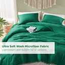 Codi Emerald Green King Comforter Set - Boho Chic Bedding with Elegant Pom Fringe, Soft Washed Microfiber 3pc Luxury Set, Lightweight & Breathable for Master Bedroom, 1 Comforter & 2 Pillow Shams
