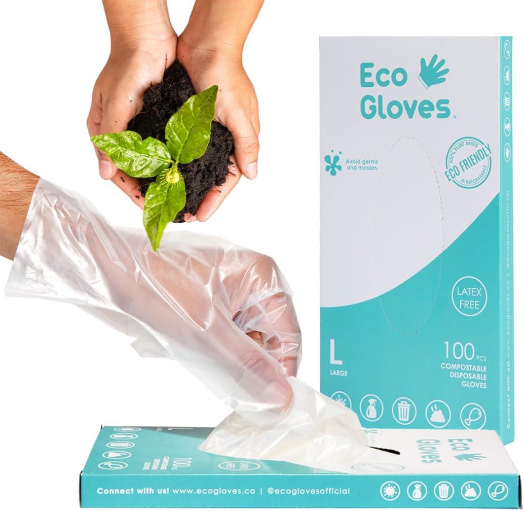 Eco Gloves Plant-Based Compostable Eco-friendly Gloves for Food Prep & Cleaning (S)