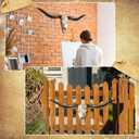 Flat Printed Longhorn Skull Wall Decor Wooden Longhorn Cow Door Sign Large Farmhouse Printed Pendant Decor Realistic Style Wooden Cow for Holiday Front Door Porch Wall