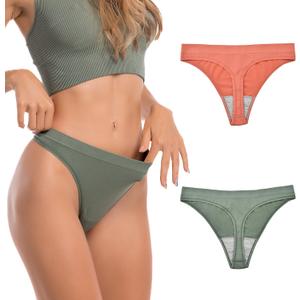 CADITEX Thongs for Women - Seamless Women's Thong No Show Underwear Panties Breathable 2 Pack (2 Pack-olive Green,caramel)