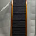 Adjustable Dog Ramp for Bed - Foldable Wooden Ramp for Dogs to Get on Bed, Couch, or Car with 13.4" Wide Walking Space (Walnut Wood with Gray Carpet, Medium)