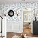 3 x Peel and Stick Wallpaper Floral Wall Paper Modern Contact Paper Boho Bedroom Bathroom Wallpaper Peel and Stick Blue and White Removable Self-Adhesive Wall Decor Vinyl Roll 17.3" x 118"