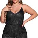 NALUMA Women's 2024 Summer Casual Long Jumpsuits Sleeveless Sequin Cami Romper, Medium