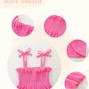 Toddler Girl Summer Clothes Solid Color Sweet Camisole Ruffle 2-Piece Infant Cotton Linen Pants Set (Pink)