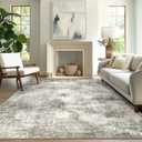 GENIMO Washable Area Rugs for Living Room Bedroom, 9x12 Modern Abstract Non Slip Rug, Low Pile Soft Contemporary Indoor Floor Carpet Cover for Dining Room Kitchen, Slate (Ambient Slate)