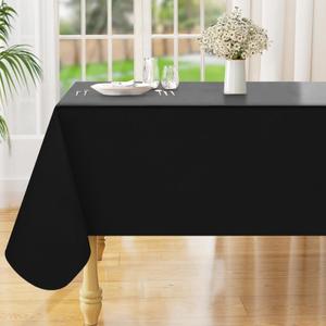 Smiry Rectangle Table Cloth 60x84 Inch, Waterproof Wipeable Vinyl Tablecloths Protector, Oil Spill Proof Plastic Table Cover for Dining, Picnic, Camping, Outdoor, Black