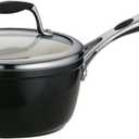 Tramontina Gourmet Ceramica Deluxe Sauce Pan with Lid, Non Stick Ceramic Interior, 1.5-Quart, Metallic Black, Made in Italy