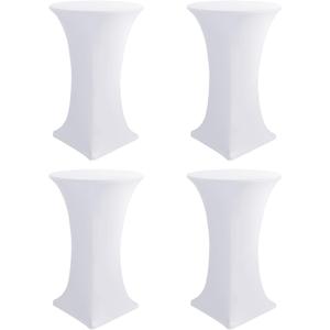 Cocktail Table Covers-Spandex Round High Top Table Cloths 4 Pack 32x43 Inch-White Stretch Fitted Bar Tall Tablecloth for Pub Bistro Highboy Party Event Banquet Height Folding Satnding Tables
