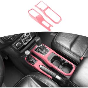 RT-TCZ for Jeep JL Pink Console Gear Shift 4WD Panel Trim Cover for Jeep Wrangler JL JLU 2018 up for Gladiator JT 2020 up Pink Interior Accessories 2pcs