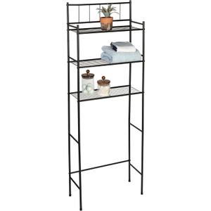 Honey-Can-Do 3-Tier Over-the-Toilet Space Saver Shelf, Black Metal, 23W x 65H x 9.5D in, Freestanding Bathroom Organizer, 45 lbs