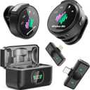 Mini Microphone for iPhone: 2PCS Wireless Lavalier Microphone for Android - Noise Canceling Magnetic Clip Lapel Mic - Vlogging & Pro Video Recording for Content Creators (Black)