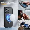 Miracase Magnetic for iPhone 14 Pro Case 6.1 inch, (Compatible with MagSafe) Upgrade Full-Body Clear Phone Bumper Case with Built-in 9H Tempered Glass Screen Protector, Black