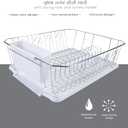 Kitchen Details 3 Piece Dish Rack | Drying Rack, Cutlery Basket & Drainboard Tray | Countertop | Self Draining | Open Wire Design | Chrome | White