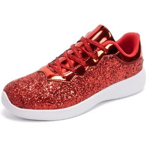 Lxuan Women's Glitter Sneakers Shoes Lightweight Tennis Shoes Metallic Sequin Walking Shoes, Size 8.5
