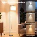 SIBRILLE Floor Lamp with Linen Shade, Dimmable Tall Standing Lamp with Remote Control & 3 Color Temperatures, Modern Corner Floor Lamps for Living Room Bedroom Office, 9W LED Bulb Included