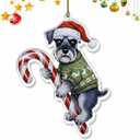 Schnauzer Christmas Ornament |Schnauzer Hugging Candy Cane Gifts 2D Flat Acrylic Ornament - Christmas Tree Decoration, Dog Lovers Gifts for Women, Men 2025