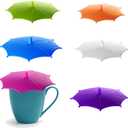6 Pcs Newly Silicone Umbrella Cup Covers (Designed in Jan. 2021), Dust-Proof & Airtight Seal Food Grade Lids Keep Drinks Warm or Cold Longer, Mug Covers, Cup Lids for Coffee & Tea. (Color 6pcs)