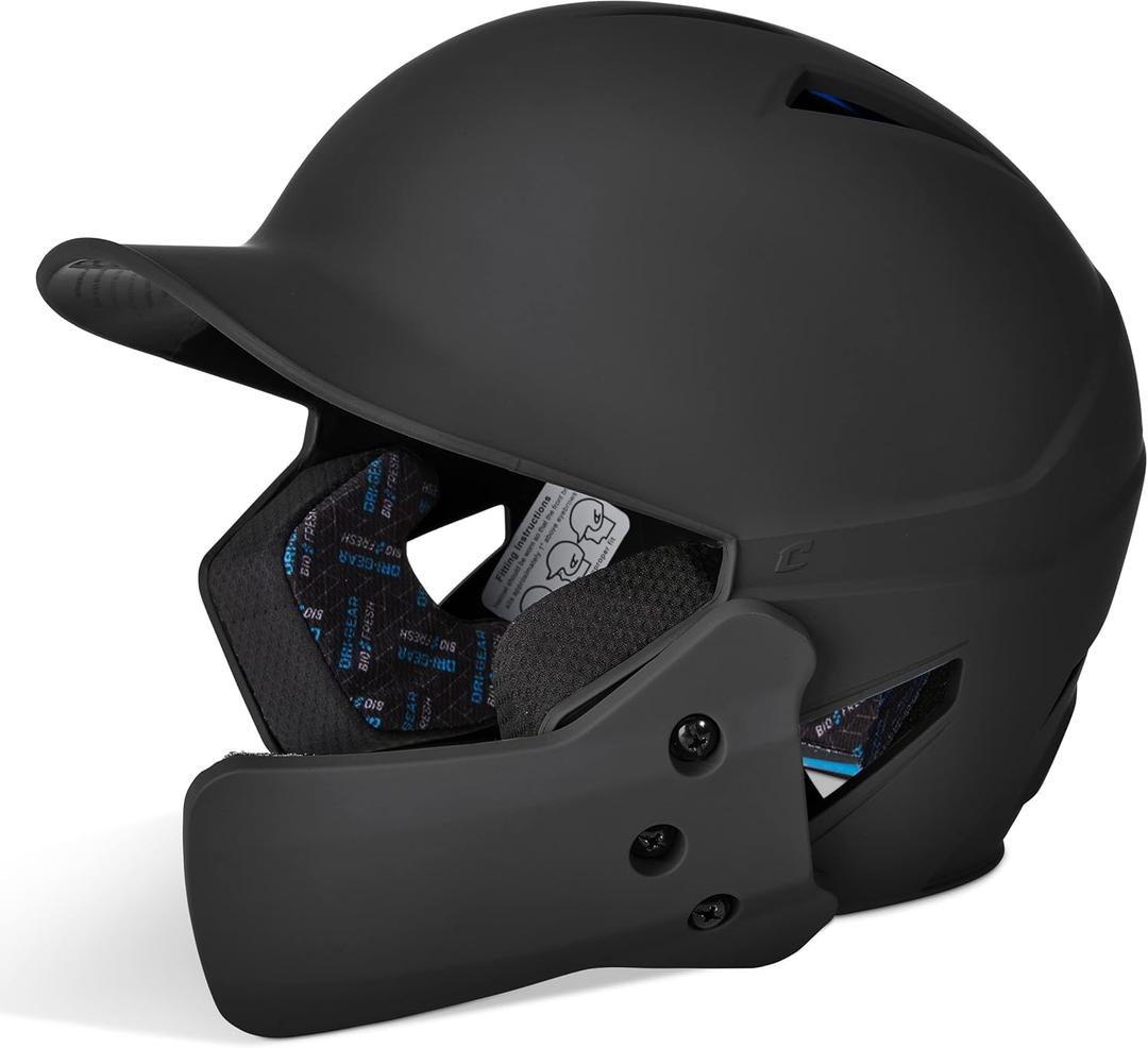 CHAMPRO HX Gamer Plus Batting Helmet with Reversible Jaw Guard (Large, Black)