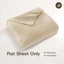 MooMee Flat Top Sheet Only 100% Washed Cotton Linen Like Textured Breathable Durable Soft Comfy (Almond Milk Grey, Queen)