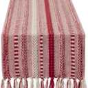 DII Farmhouse Braided Stripe Table Runner Collection, 15x72 (15x77, Fringe Included)