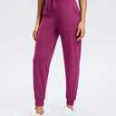 G Gradual Women's Joggers Zip Pockets Drawstring Gym Sweatpants High Waisted Tapered Pants for Workout, Travel, Lounge (Rose, L) (Pink, L)
