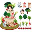 Woodland Animals Cake Topper with Fox Squirrel Hedgehog Sika Deer Mushroom for Woodland Birthday Supplies (Woodland Animals)
