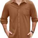 COOFANDY Men's Long Sleeve Button Down Shirt Casual Lightweight Shacket Spring Fall Shirt Jacket Overshirt with Pockets (Medium)