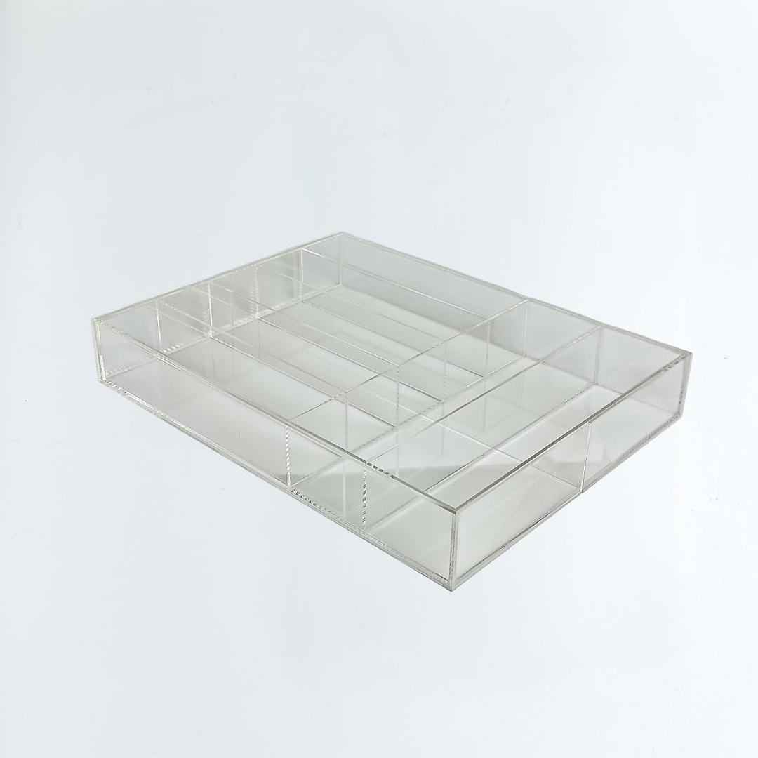 Neatly You Stretchable Acrylic Drawer Organizer with Built-In Compartments  Clear Adjustable Storage Tray for Kitchen, Bathroom, Vanity, Dresser & Desk Drawers