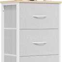 3 Drawers Dresser for Bedroom Fabric Storage Tower with Wooden Top