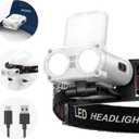 Smiling Shark LED Clip on Cap Light, Headlamp USB Rechargeable Waterproof with 2Type White and Red Light Compact&Portable With Motion Sensor for Camping Running Fishing, LED-Cap-Light-Hat-Rechargeable